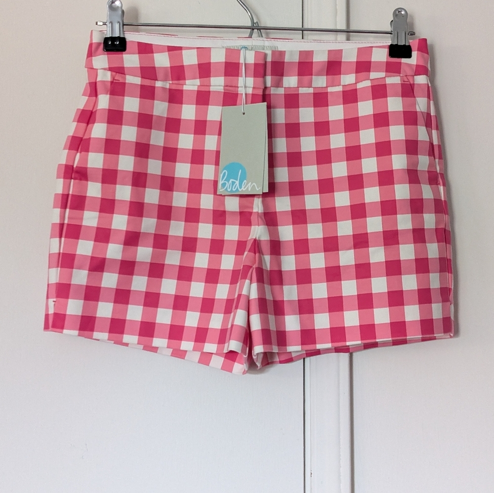 NWT Boden Pink Gingham Women's Shorts Size 2 US